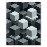 Modern Stacked Cubes Black White Area Rug