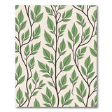 Green Leaf Branch Pattern Area Rug