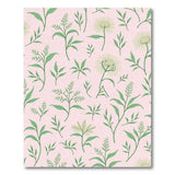Pink Botanical Leaf and Flower Pattern Area Rug