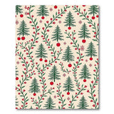 Festive Fir Trees Holly Berries Area Rug