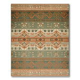 Teal Green and Terracotta Southwestern Area Rug