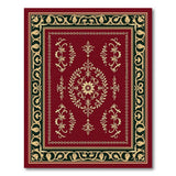 Elegant Red Gold Floral Medallion Rug