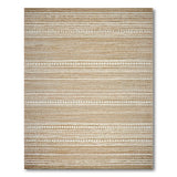 Beige Striped Woven Rug with Geometric Motifs