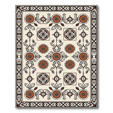 Terracotta Floral Persian Area Rug on Beige