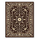 Ornate Brown Cream Persian Medallion Rug
