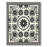 Black and White Ornate Black Floral Persian Area Rug