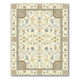Beige and Neutral Elegant Ivory Gold Floral Persian Area Rug