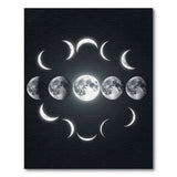 Moon Phases Circular Black White Area Rug