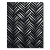 Metallic Black White Woven Geometric Rug