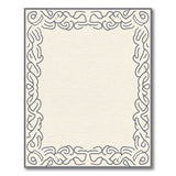 Beige Area Rug with Ornate Gray Swirl Border