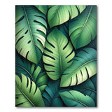 Abstract Area Lush Monstera Leaves Green Area Rug