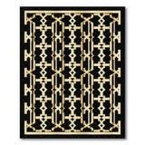 Gold Lattice Geometric Area Rug on Black