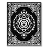 Ornate Black White Persian Mandala Area Rug