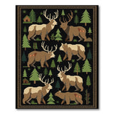 Elk Bear Woodland Forest Rug