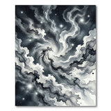Stellar Nebula Swirl Black White Area Rug