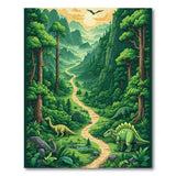 ODIKA Washable Dinosaur Forest Kids Area Rug - Non-Slip Green Jungle Path Play Mat