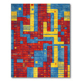Bold Geometric Abstract Area Rug in Red Blue Yellow