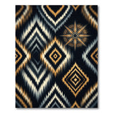 Black Gold Compass Rose Tribal Area Rug