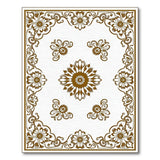 Gold Ornate Floral Medallion Area Rug