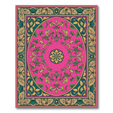 Pink Teal Gold Persian Medallion Area Rug