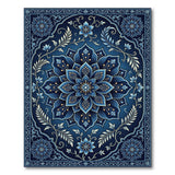 Navy Blue Mandala Floral Persian Rug