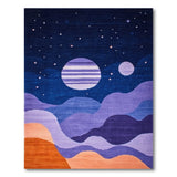 Cosmic Night Sky Area Rug with Purple Planets