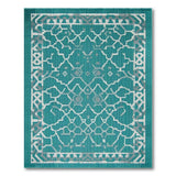 Blue and Teal Geometric Modern Teal Geometric Trellis Area Rug