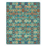 Multi-color and Patterns Teal Orange Geometric Hexagon Area Rug