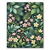 Pink Blossom Fern Palm Leaf Area Rug