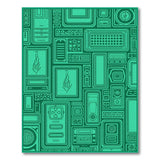 Teal Geometric Circuit Panel Area Rug