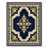 Navy Blue Gold Ornate Medallion Area Rug