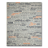 Distressed Typographic Black White Area Rug
