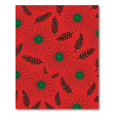 Vibrant Red Sunflower Fern Area Rug