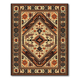 Beige Heritage Tribal Area Rug with Rust Geometric Patterns
