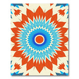 Vibrant Blue-Red Mandala Leaf Area Rug