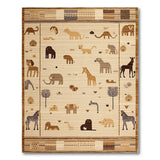 Brown Tan Savanna Safari Animals Rug