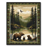 Bear Family Twilight Lake Forest Rug