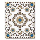 Cream Floral Medallion Rug with Blue Centers