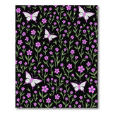 Pink Flowers Butterflies Area Rug