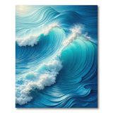 Abstract Ocean Wave Washable Area Rug - Blue Coastal Low Pile Non-Slip