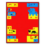 Vibrant Kids Cartoon Elephant Dino Area Rug