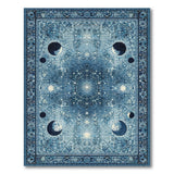 Moon Phase Celestial Blue Area Rug