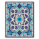 Teal Navy Persian Floral Motif Area Rug