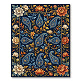 Navy Paisley Floral Persian Rug