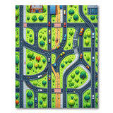 Vibrant Cartoon City Streets Kids Area Rug