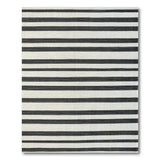 Bold Black White Horizontal Striped Woven Rug