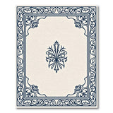 Beige and Neutral Ornate Navy Blue Floral Border Area Rug