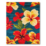 Vibrant Hibiscus Floral Navy Area Rug