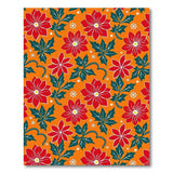 Festive Red Poinsettia Holly Area Rug