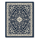 Navy Blue Traditional Persian Medallion Blue and Teal Rug